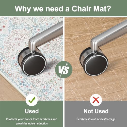 Anidaroel 36"x48" Green Floral Office Chair Mat for Hardwood Floor, Office Rugs for Rolling Chair, Computer Gaming Chair Mat, Under Desk Chair Floor Mat Large Protector Carpet for Office Chair - Image 3