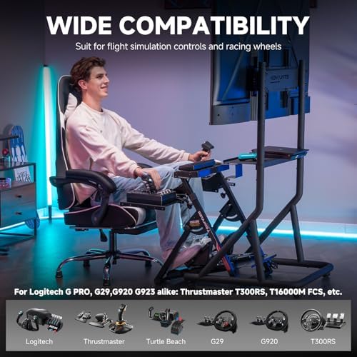 GTPLAYER Flight & Sim Racing Wheel Stand Simulator Cockpit Racing Steering Shifter and Flight Control Mounts Fit for Logitech/Thrustmaster/PXN Gaming Devices, Electronic Devices NOT Included, Black - Image 7