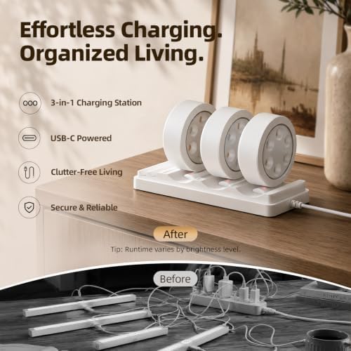 EZVALO Picture Lights for Wall, Rechargeable Battery Magnetic Poster Lights with 3 Color Temps & 12 RGB, Remote Dimmable Timer Light, Wall Decor Light for Art Display (6 Pack with Charging Station) - Image 5
