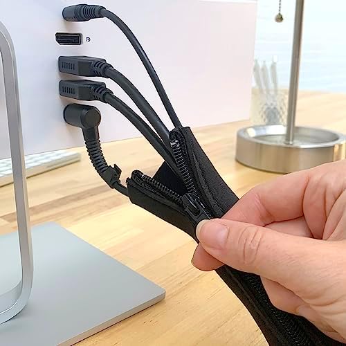 Zipper Cable Sleeve by Wrap-It Storage - 24" x 4" (8-Pack) Black - Cord Organizer and Cable Protector for Desk, Computer, TV Cord Management to Hide and Cover Wire and Extension Cables - Image 4