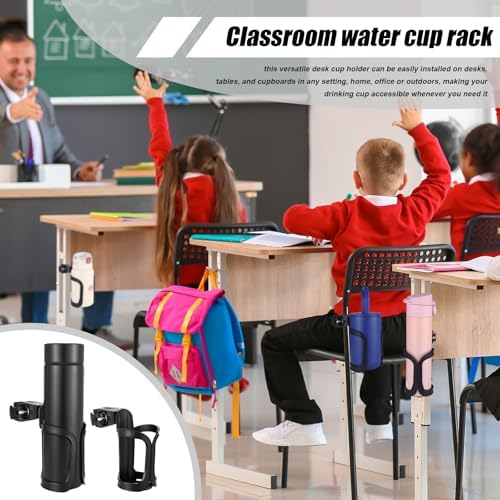 12 Pcs Water Bottle Holder Anti-Spill 360° Rotating for Desk Chair Classroom Office, Chair Pocket Attachment Back to School Gift Cup Organizer for Coffee Drinks - Image 5