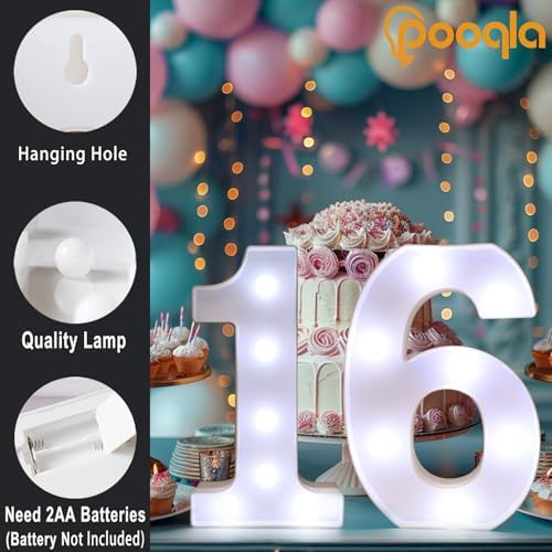 Pooqla LED Light Up Numbers, Marquee Number with Remote for Birthday Decoration, Lighted Numbers Gift for Boys Girls Party Backdrop Wedding Anniversary Decor, Warm White and Cool White Number 0 - Image 4
