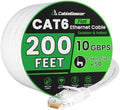 CableGeeker Cat 6 Flat Ethernet Cable 200ft, 10Gbps, White by CableGeeker