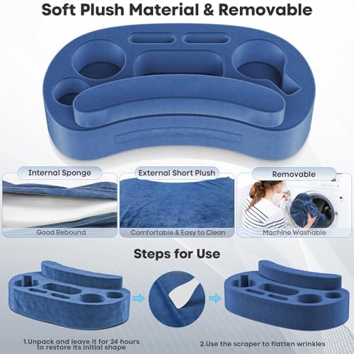 Couch Cup Holder Pillow with 6 Slots, Couch Organizer Caddy & Buddy with Customized Game Controller Hole & Armrest Pads, Removable & Washable Drink Pillow Gamer Gift for Remote, Phone, Snack - Image 4