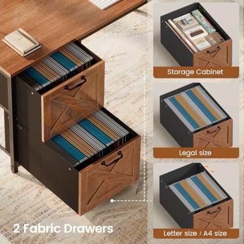 SEDETA Reversible Farmhouse L Shaped Office Desk with Drawer, Hutch - Image 4