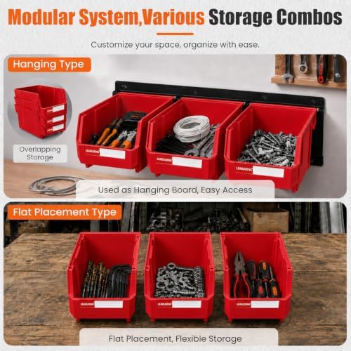 14pc Wall-Mounted Storage Organizer Mixed V1 V2 Combo Red - Image 5