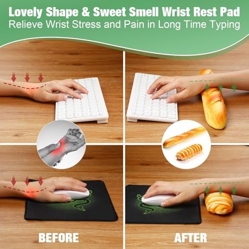Flutesan 2 Pieces Keyboard Mouse Wrist Rest Pad Wrist Rest Support Funny Desk Pad Toast Bread Keyboard Rest Cute Cushion for Typing(Mixed Style,13.4 x 2.2 x 1.6/5.9 x 1.6 x 2.4 Inch) - Image 4