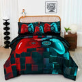 PERFEMET 6 Pieces Boys Bedding Set Full Red and Teal Game Kids Bed in A Bag by PERFEMET