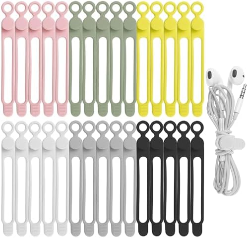 30Pcs Silicone Cable Ties, Cord Organizer Cable Management by ELECTRONICSORGANIZATION