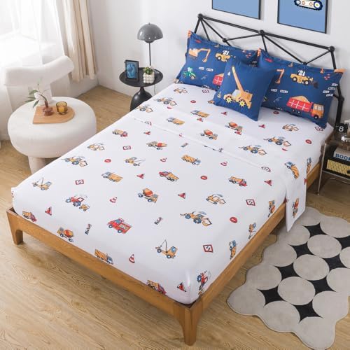 ADASMILE A & S 6 Pcs Construction Bedding Twin Kids Cartoon Truck Comforter - Image 5