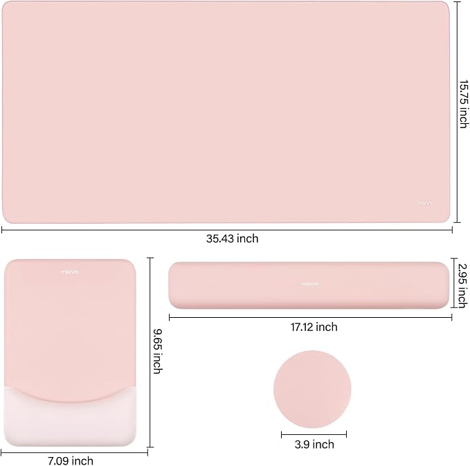 MOSISO Keyboard Mouse Pad Set, Large Gaming Mouse Pad&Keyboard Wrist Rest | Rectangular Mousepad with Wrist Rest&Coaster, Ergonomic Non-Slip&Easy Typing Pad with Curved Silicone Lining, Baby Pink - Image 7