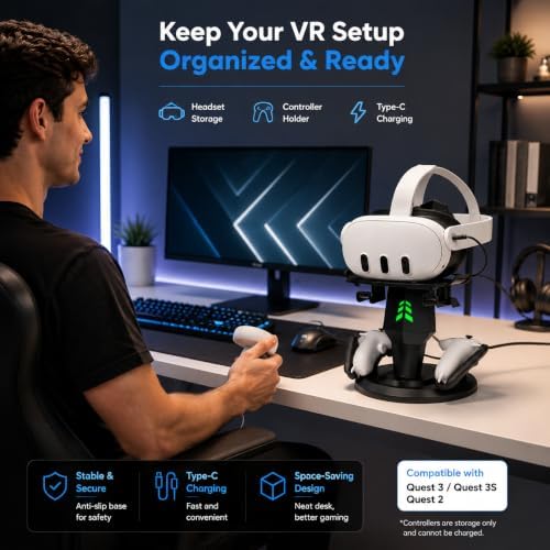 VR Charging Dock for Meta Quest 3, Quest 3S, Quest 2, VR Accessories - Image 2