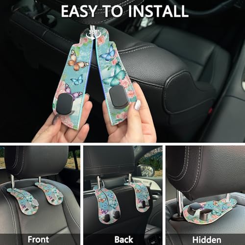 Blusabaca 2PCS Car Seat Headrest Hooks, Purses Bags Holder, Butterfly - Image 6