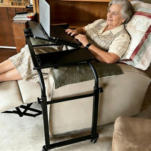 Overbed Laptop Cart Over The Bed Table with Wheels Adjustable Bed Hospital - Image 3