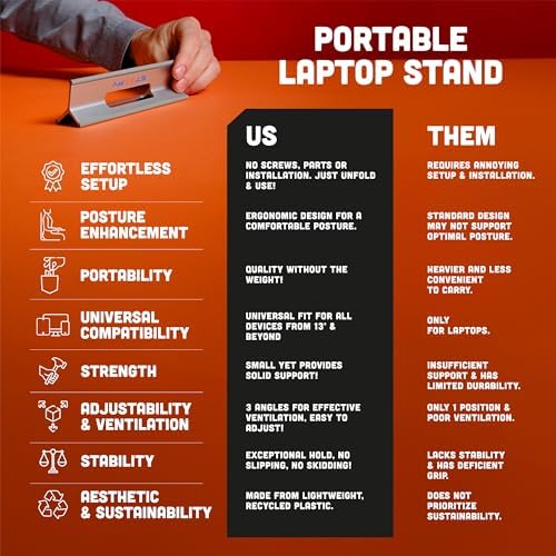 Steepy Portable Laptop Stand for Desk Adjustable Height, 13-17 Inch Devices - Image 2