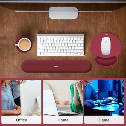 MOSISO Wrist Rest Support for Mouse Pad&Keyboard Set, Wine Red - Image 6