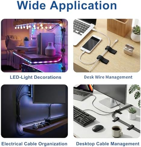 Topesct Pack of 20 Cable Management Desk 15 cm Medium Cable Holder Self-Adhesive Cable Hide Cable Guide Cable Organiser for TV PC Desktop Fairy Lights - Image 3