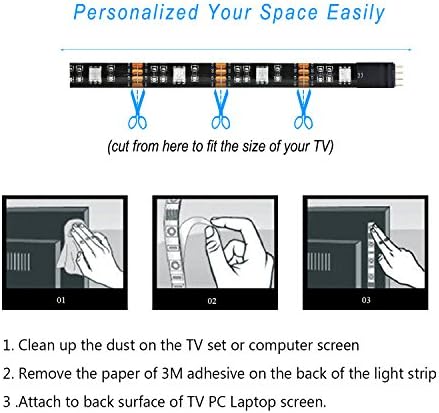 LED TV Backlight,SMY USB LED Strip Light,RGB Multi-Colour LED Light Strip Kit Waterproof IP65, 30LED with Wireless Remote Controller for TV/PC/Laptop Bias Lighting (3.28Ft) - Image 6