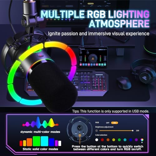 MAONO PD200X XLR/USB Dynamic Microphone, RGB Gaming Mic with Software - Image 4