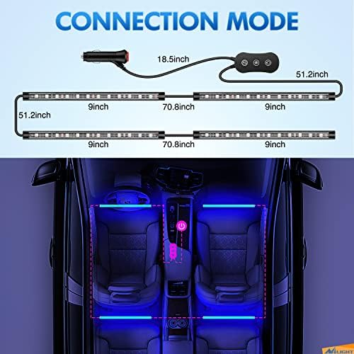 Nilight RGB LED Car Interior Stripe Light with APP Control Multicolor Music Sync Mode Waterproof Car Under-Glow Lighting Lamp Kits Universal Cars Truck ATV UTV - Image 2