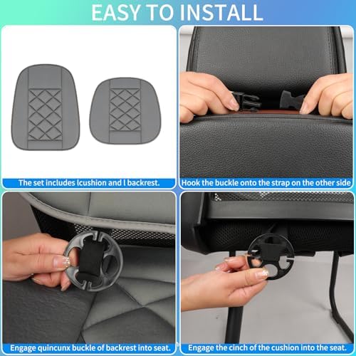 Car Seat Cushion with Back Support Pillow, Car Seat Cushion for Long Driving, Breathable Car Seat Protector, 1.2'' Thick Memory Foam Design for Pain Relief, Seat Pad for Car SUV Truck (Grey) - Image 5