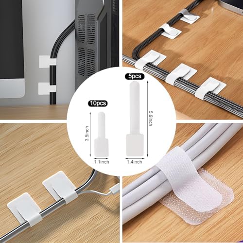 137PCS Cable Management Kit 4 Cable Sleeve Split 100 Cable Zip Ties 10 Cable Clips 15 Adhesive Wall Cable Tie 10 Cable Zip Tie for TV Computer Office Home Under Desk - Image 7