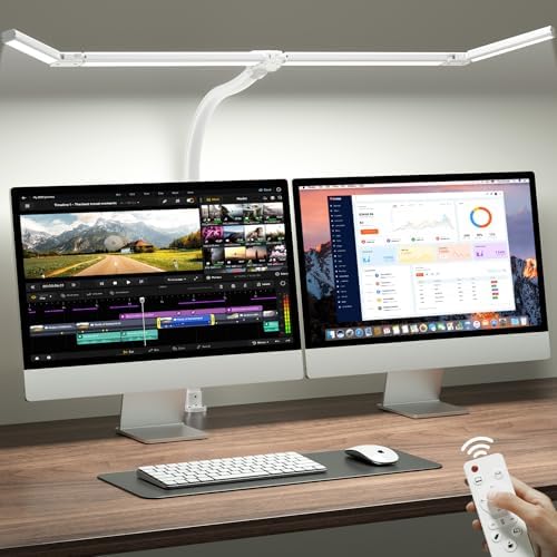 ONEMIX LED Desk Lamp with Clamp, 42-Inch 4-Panel Light for Dual Monitors by DeskLamp