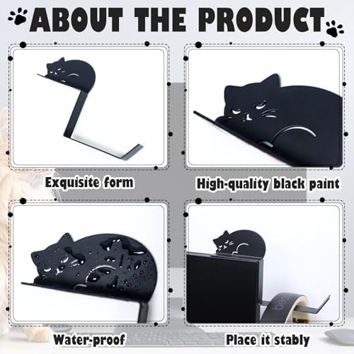 Metal Dog And Cat headphone holder for monitor, Lie cat, Black - Image 4