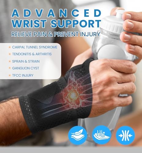 2-Pack Ultra-Thin Wrist Braces, Breathable Comfort Mesh Fabric Support for Pain Relief - Ideal for Carpal Tunnel, Tendonitis, Sports, Fitness and Daily Use - Adjustable Wrist Support (Black) - Image 2
