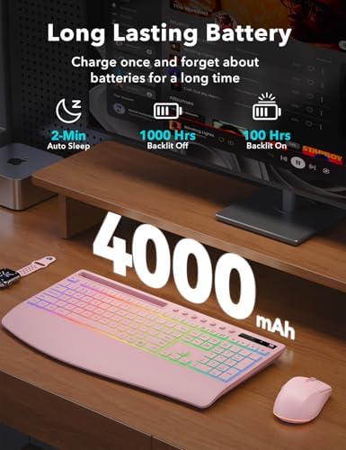 Trueque Wireless Keyboard and Mouse Combo, 4000mAh Battery, Wrist Rest - Image 2