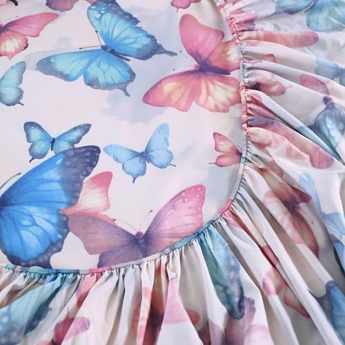 SDIII Colorful Butterfly Full Fitted Sheet with 2 Pillowcases, Deep Pocket Soft Microfiber Butterfly Bed Sheet Full Size for Kids - Image 4