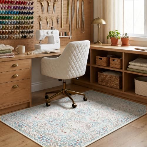 Anidaroel 36"x48" Green Floral Office Chair Mat for Hardwood Floor, Office Rugs for Rolling Chair, Computer Gaming Chair Mat, Under Desk Chair Floor Mat Large Protector Carpet for Office Chair - Image 7
