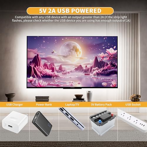 PAUTIX 5V USB COB LED Strip Light 6.56ft/2m 1200lm, Dimmable 640LEDs 6000K Daylight White CRI90+ with RF Remote TV Backlight,Flexible Under Cabinet Tape Light for Bedroom,Kitchen,Home DIY Lighting - Image 6