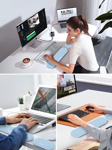 Ergonomic Wrist Rest, Full-Size Keyboard & Mouse Wrist Support Pad, Blue | Slow Rebound, Soft Memory Foam, Computer Keyboard & Mouse Palm Rest, Pain Relief, Comfort for Office, Gaming, Study, Typing - Image 6