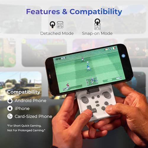 abxylute M4 Snap-On Mobile Gaming Controller for Android & iPhone, Switch 1&2, Portable Bluetooth Controller, Pocket-Sized Retro Arcade Phone Gamepad Kickstand, Dual Joystick Turbo Pro Gaming Magnetic (White) - Image 3