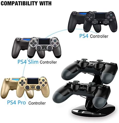 VSEER Dual Shock PS4 Charging Station - Twin Charge Docking Station Stand Charger for PS4/Pro/Slim Controllers, Black - Image 7