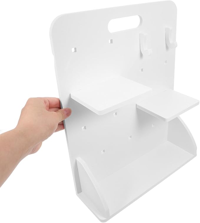 VILLCASE No-Drill Gaming Pegboard Desk Organizer with Shelves and Hooks for Desktop Workspace Organization, PVC-Wood Composite Material, Multifunctional Office Desk Decoration and Storage - Image 9