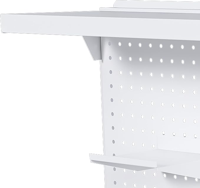 Clamp-On Desk Pegboard with Single Monitor Stand, 43x35 Inch Steel Peg Board Organizer with Hooks & Movable Panel for Gaming & Office, White - Image 5