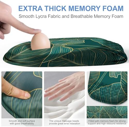 Mouse Pad with Wrist Rest, Comfortable Memory Foam Wrist Rest for Computer Keyboard, Ergonomic Mouse Pad Set for Easy Typing & Pain Relief for Office & Home, Green - Image 3