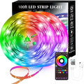 Lcutml 100FT Smart LED Strip Lights , RGB Strip Lights Sync to Music with 40 Key Remote Controller LED Lights for Bedroom, Christmas Lights decration (Multi-Colored, 100FT) by Lcutml