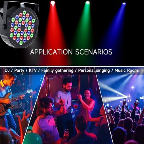 Strobe 36 DJ LED Par Light,RGB Party Lights with Sound Activated Remote DMX Control DJ Dance Uplighting for Christmas Halloween Wedding Party Disco Club Stage Bar Lighting (4 Packs) - Image 3