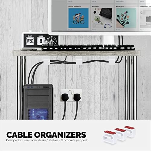 3pc VHB Adhesive Cable Organizer Holder, for Heavy Cables, PC Cords & Wires with Strong Adhesive, Under Desk Mount Management - Small (White) - Image 7