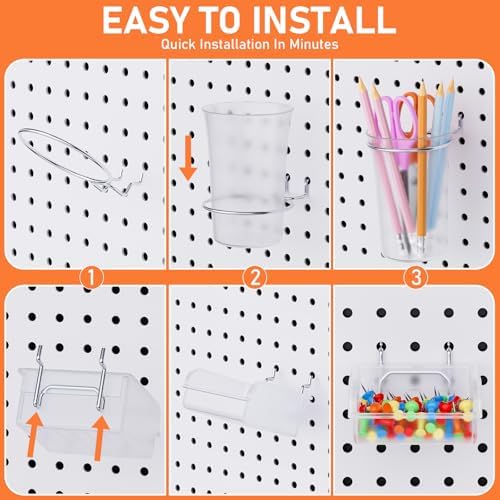 INCLY 70PCS Metal Peg Board Kit with 1/4" Pegboard Accessories - Image 6