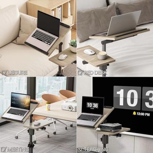 Furist Adjustable Bedside Laptop Desk with Mouse Pad on Wheels, Adjustable Overbed Table,Rolling Computer Stand,Hospital and Home Use - Image 4