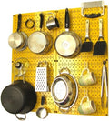 Wall Control Kitchen Pegboard Organizer Pots and Pans Storage Rack Organization Kit with Yellow Pegboard and White Accessories by Wall+Control