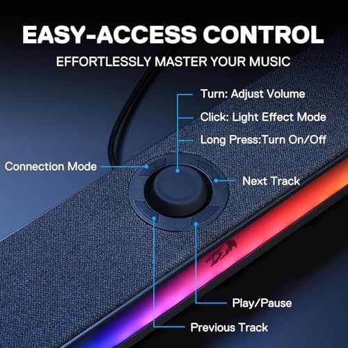 Redragon GS515 RGB Desktop Soundbar, 2.0 Stereo Enhanced Sound, BT 5.3 - Image 5
