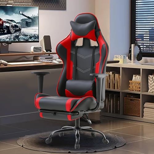 Gaming Chair, High Back PU Leather Gaming Chairs Computer Chair with Headrest & Lumbar Support, Height Adjustable Wide Seat Gaming Chairs for Adults, Game Chair with Footrest & Armrest - Image 7