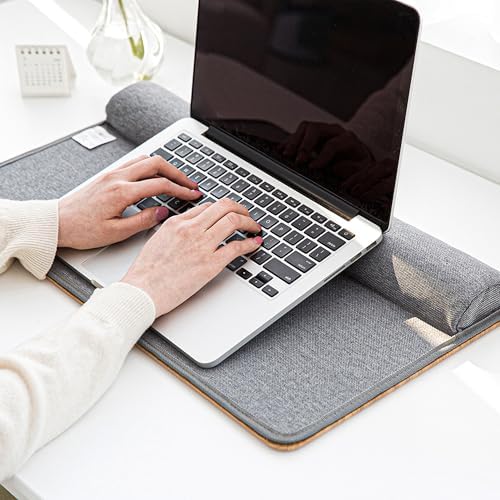 Lap Desk with Soft Cushion and Wrist Rest – Portable Laptop Desk for Bed, Couch & Home Office, Removable Mouse Pad & Anti-Slip Strip for 17 inch Laptop (Large, Wood Pattern) - Image 6