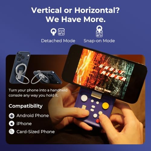 abxylute M4 Snap-On Mobile Gaming Controller for Android & iPhone, Switch 1&2, Portable Bluetooth Controller, Pocket-Sized Retro Arcade Phone Gamepad Kickstand, Dual Joystick Turbo Pro Gaming Magnetic (Blue) - Image 3
