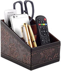 PU Leather TV Remote Control Holder with 3 Compartments,Nightstand Caddy Organizer,Storage Rack,Storage Box,Media Accessory Storage,Desk Organizers (Brown (Retro)) by RHCSZ